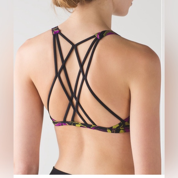 Lululemon Free To Be Zen Bra in Mini Boom Bloom Chartreuse Green Aurora / Black - Picture 4 of 10